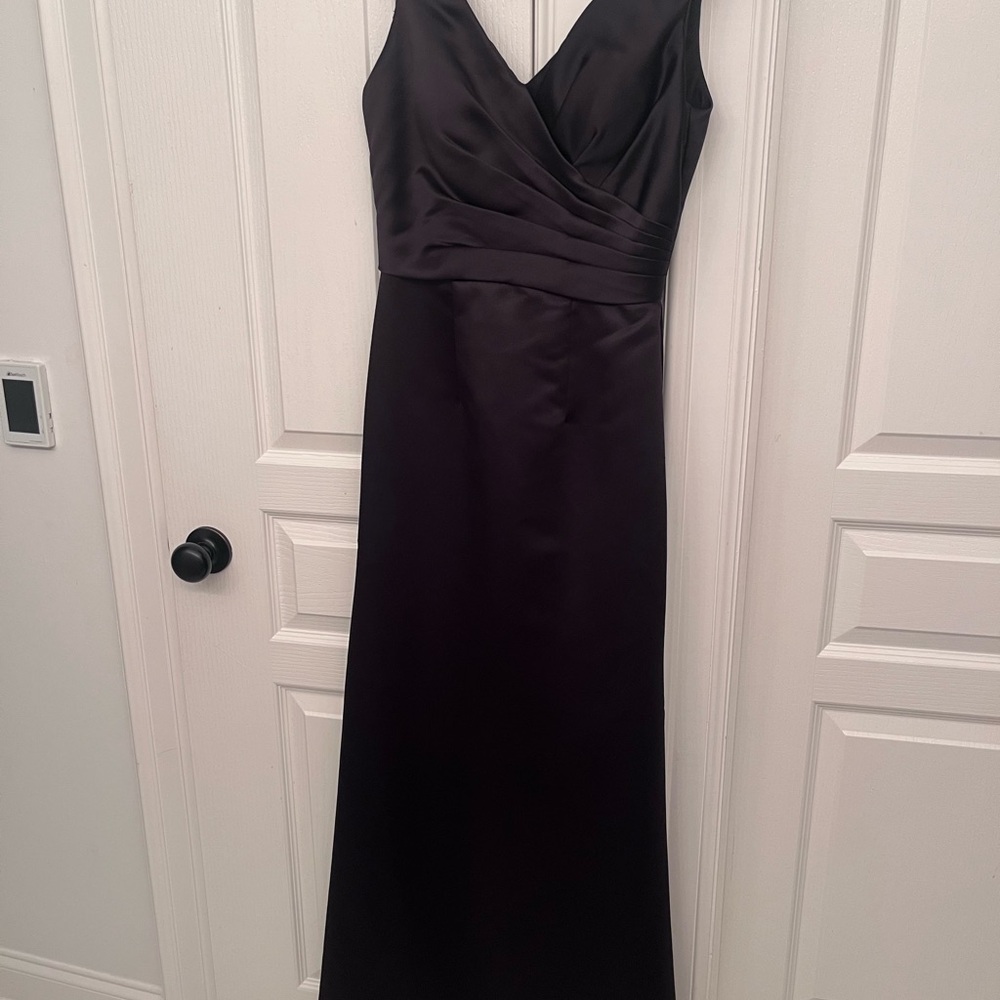 Mori Lee Black Ruched Wrap Maxi Gown